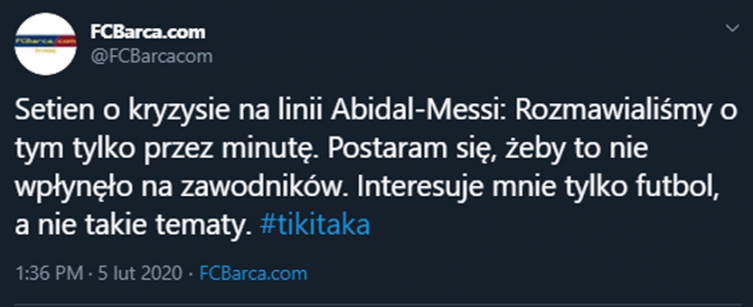 Quique Setién nt. spięcia na linii Abidal-Messi...